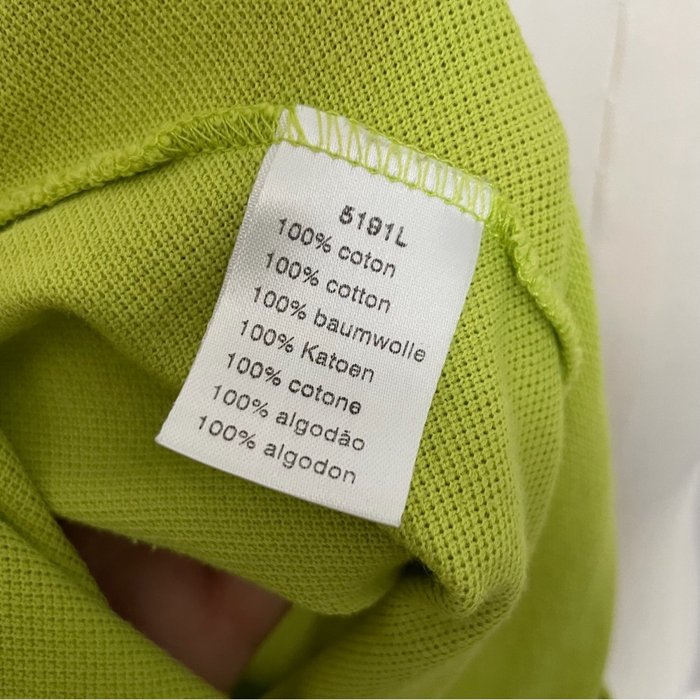 Vintage Lacoste Polo Shirt 100% Cotton Crocodile Patch Chartreuse Lime Green - Picture 6 of 10